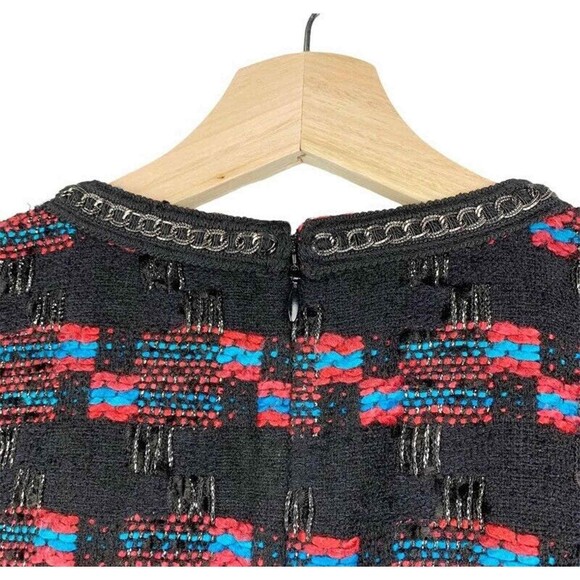 Trina Turk Womens Goodnight Tweed Sheath Dress Black Geometric Scoop Zipper XS - Picture 7 of 11